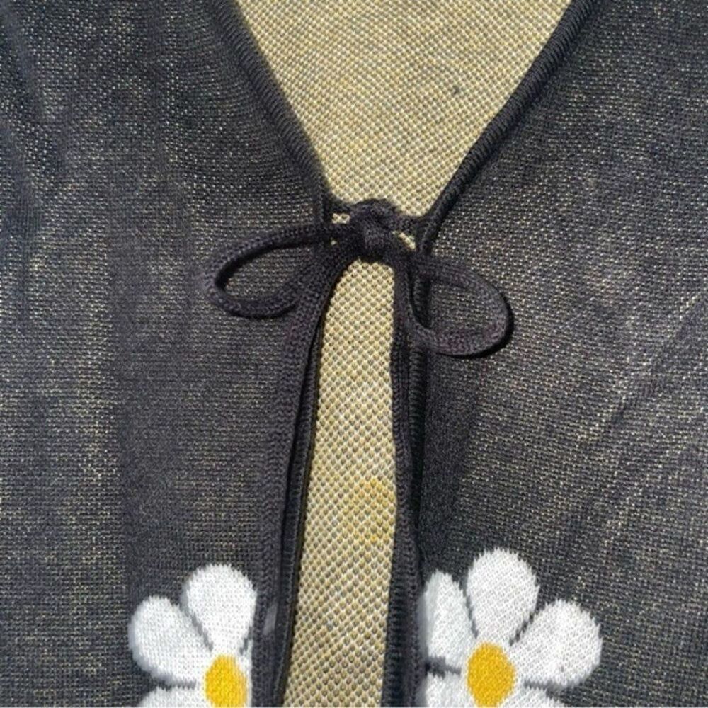 Nikki daisy sweater cropped tie front Cottage core Cardigan sz X-Large sweater - Picture 4 of 7
